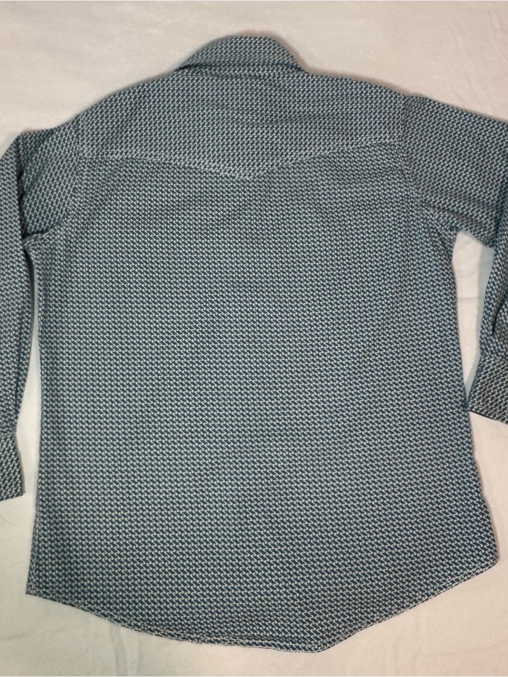 Wrangler 20X Boys M Competition Pearl Snap Western Shirt Teal Geometric - Picture 2 of 16